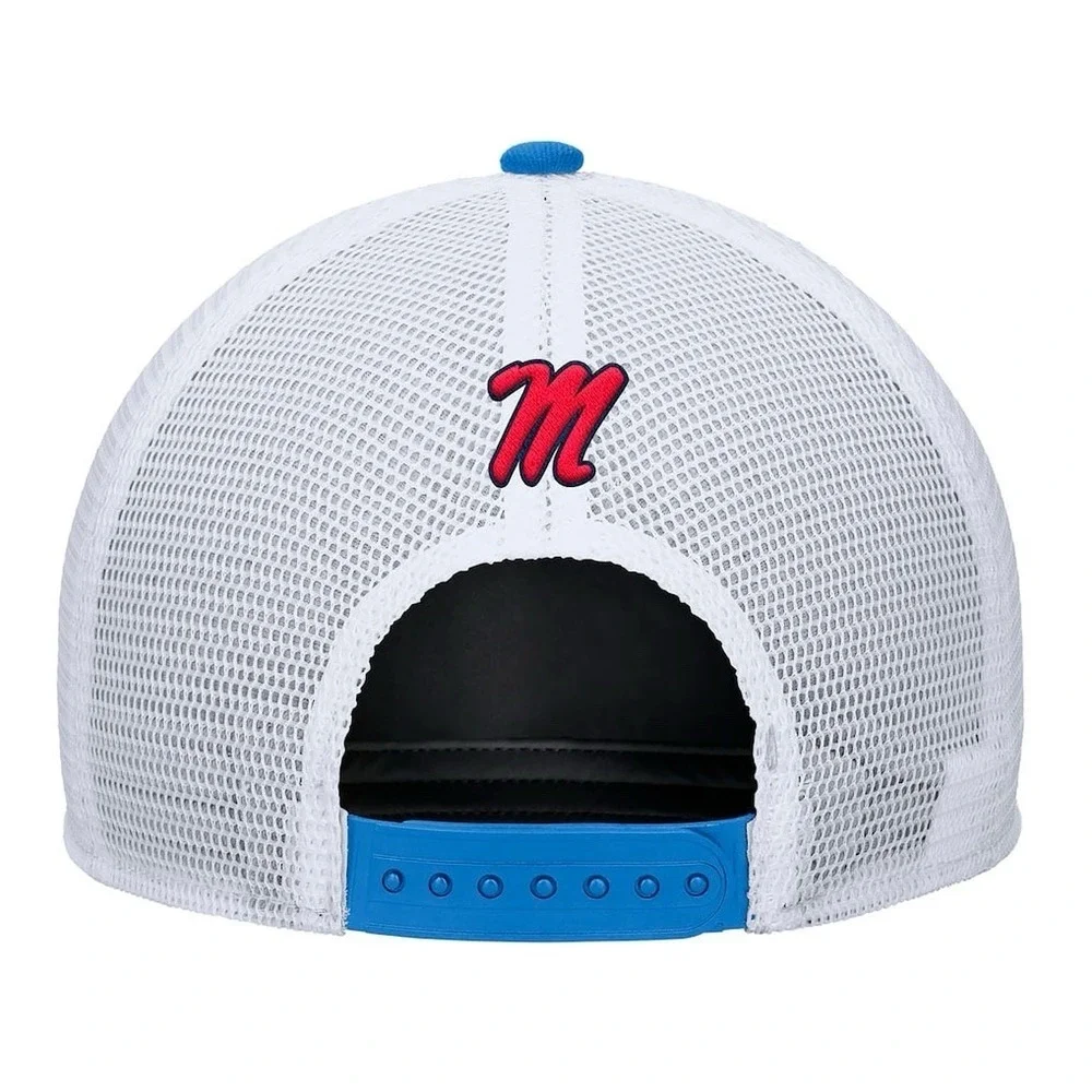 Nike Powder Blue Ole Miss Rebels 2025 On-Field Rise Trucker Adjustable YOUTH HAT